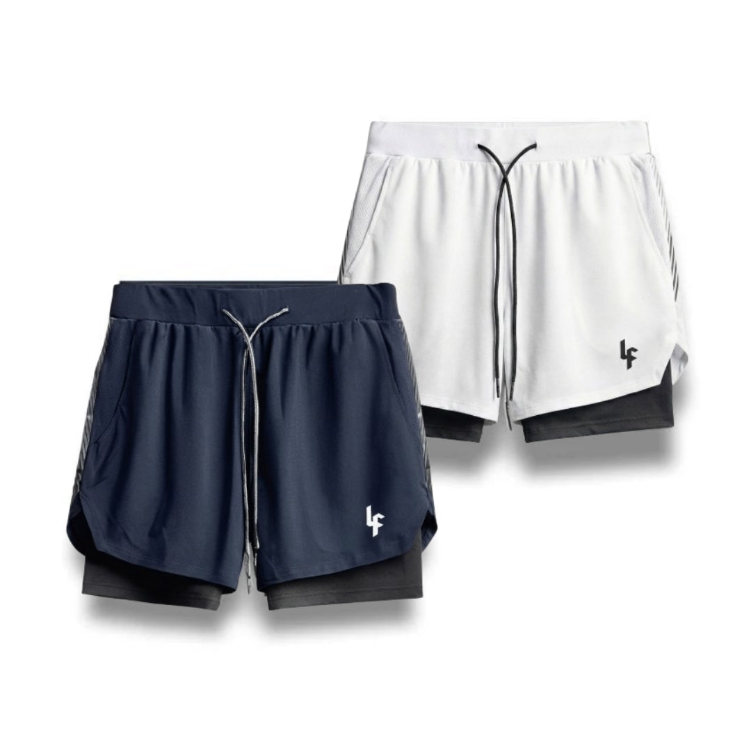 KIT 2 SHORTS DE COMPRESSÃO 2 EM 1 LEVANTE FIT [PAGUE 01 LEVE 02]